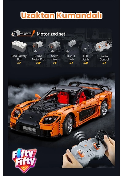 Cada Uzaktan Kumandalı Mazda Rx-7 3305 Parça Premium Yarış Aracı Yapım Seti -ffc61502w-3305