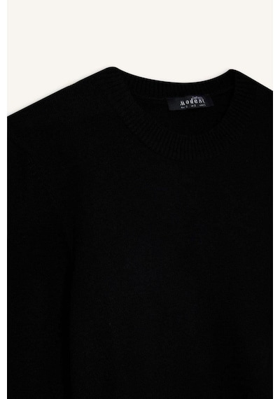 DeFacto Regular Fit Bisiklet Yaka Yırtmaçlı Basic Düz Triko Kazak Tunik H3431AZ24AUBK27