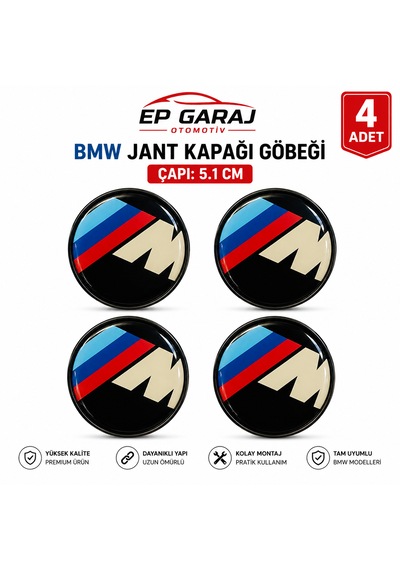 Bmw M Logo Jant Kapağı Göbeği 5.1 Cm 4 Lü Set