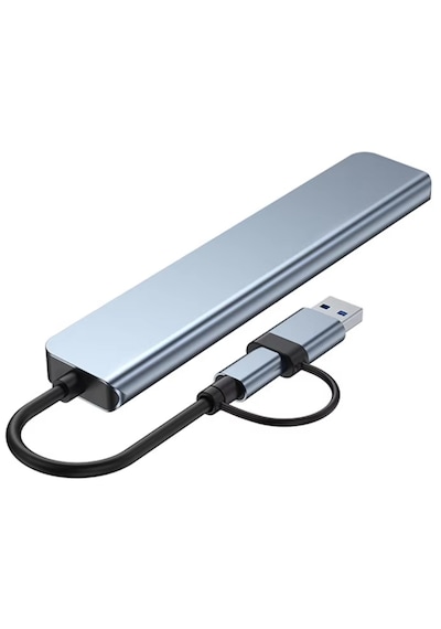 Alfais 6010 8 İn 2 Usb-c & Usb 3.0 Hub Çoklayıcı Usb, Type-c, Sd/tf Ve Aux Çevirici