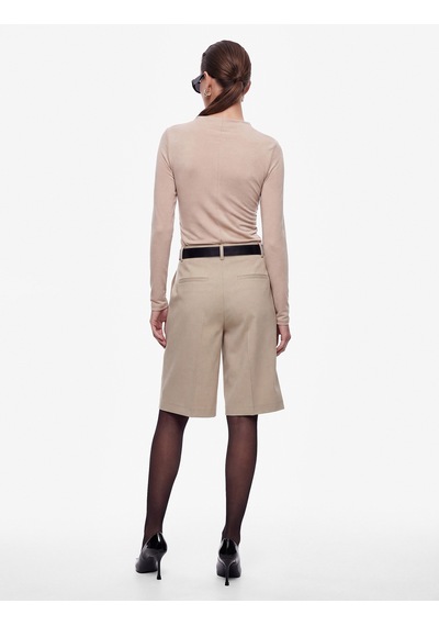 Koton Drapeli Slim Fit Dik Yaka Uzun Kollu Bluz Bej 7wak80053uk Ekru