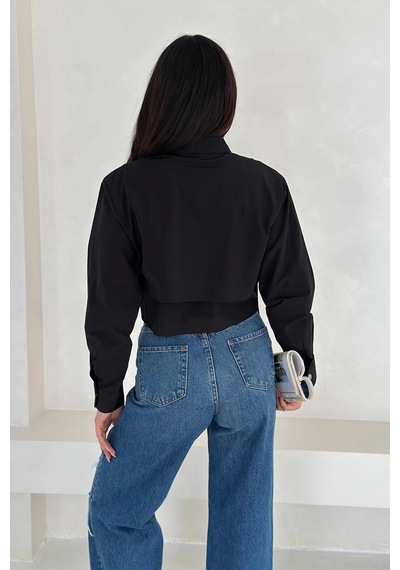 Asprin Fashion Kuş Gözlü Paraşüt Gömlek Siyah Siyah