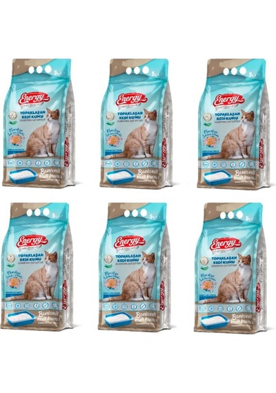 Energy Marsilya Sabunu Kokulu İnce Taneli Topaklaşan Bentonit Kedi Kumu 6 x 5 L