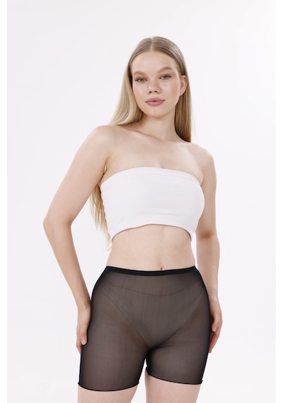 Ang Butik Freshness 0024 Lazer Kesim Tül Boxer Korse SIYAH