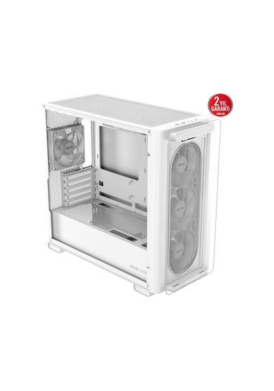 Asus A23 Plus M-atx Kasa Gizli Konnektör Destekli 360 Mm Radyatör Ve 380 Mm Ekran Kartı Uyumlu 4 Argb Fanlı Kasa Beyaz
