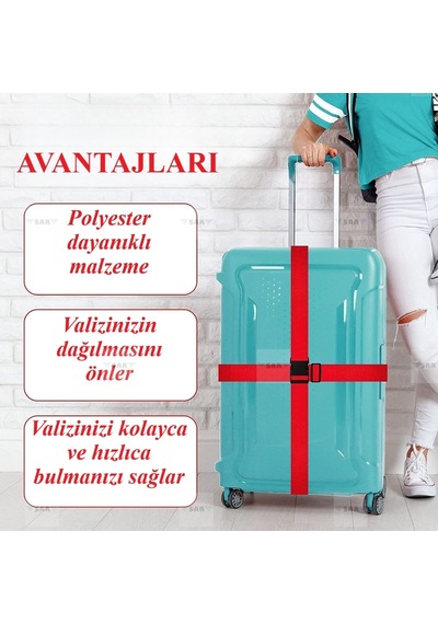 Reaktör Siyah Valiz Bavul Emniyet Kemeri 1 Adet Kırmızı