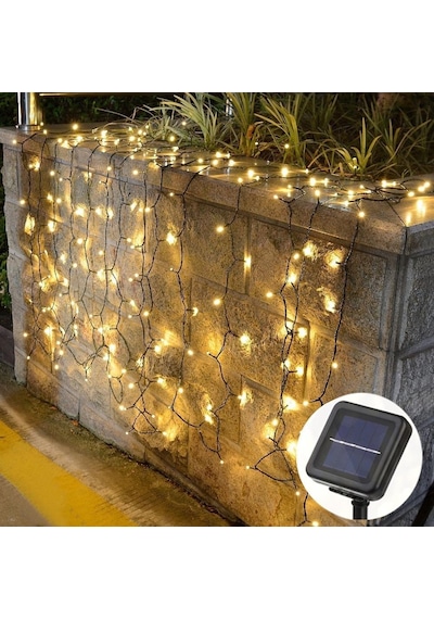 Technojet Solar 100 Ledli 12 Metre Bahçe Aydınlatma Dekorasyon Güneş Enerjili Led Sarı Işık Diğer