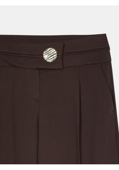 Dilvin 72244 Gold Düğmeli Geniş Paça Pantolon-kahve Kahve