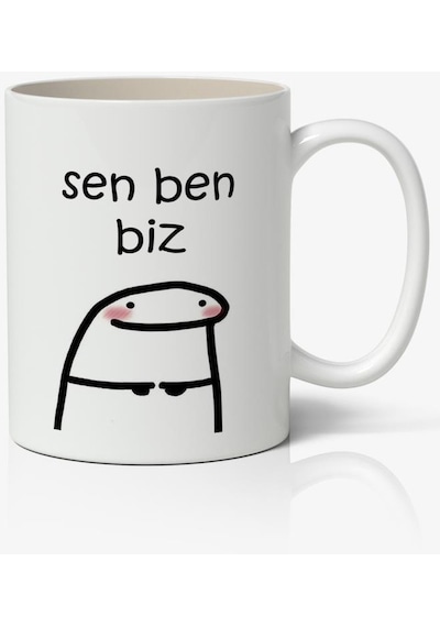 Sen Ben Biz Yazılı Baskılı Kupa Bardak - Baskılı Kahve Kupa Bardak