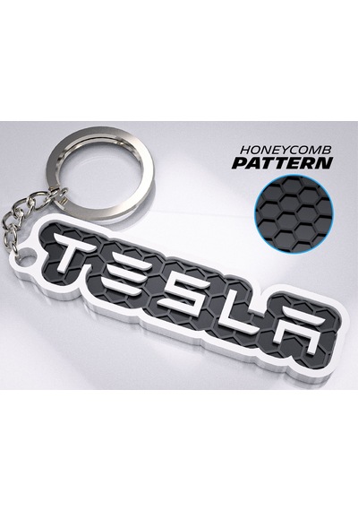 Markanıza Özel Petek Desenli Tesla Yazılı 3d Anahtarlık