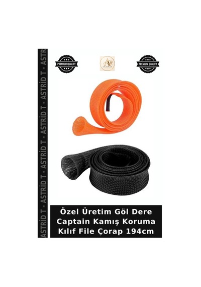 Özel Üretim Göl Dere Captain Kamış Koruma Kılıf File Çorap 194cm Siyah