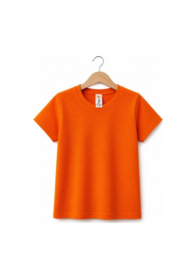 H&c Coolboy Çocuk %100 Pamuklu Bisiklet Yaka Baskısız Pike Kumaş Basic Tişört Turuncu