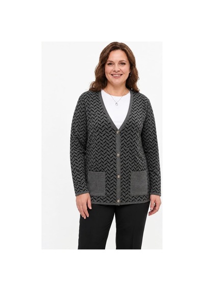 Onno Style Women Klasik Triko Düğmeli Ceket Gri
