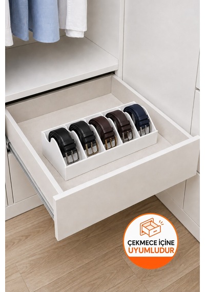 10 Bölmeli Kemer Organizer, Çorap, Kravat, Takı, Makyaj, Çekmece, Dolap İçi Depolama beyaz