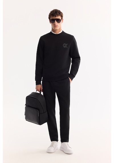 Avva Erkek Siyah Bisiklet Yaka Pamuklu Bi-stretch Basic Regular Fit Sweatshirt A52y1328