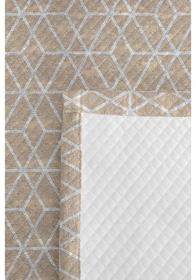 Bej Geometrik Genç Odası Tek Kişilik Pike Takımı - Modern Beyaz 160x220 Cm Kapitone Yatak Örtüsü Kırmızı