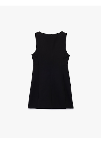 Koton Slim Fit Kolsuz Bisiklet Yaka Mini Elbise Siyah 6wak80004pw Siyah