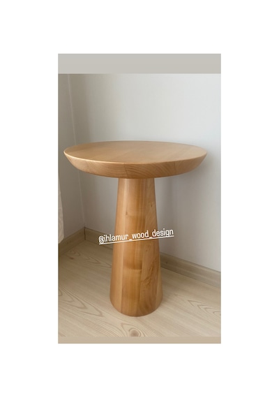 Ihlamur Wood Design Tek Adet Vernikli Mantar Sehpa Ahşap