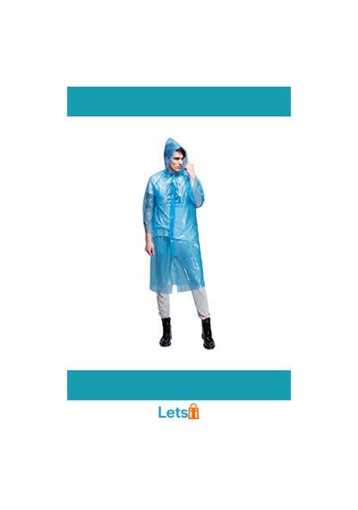 Letsii Tek Kullanımlık Su Geçirmez Yağmurluk 1 Adet Çok Renkli