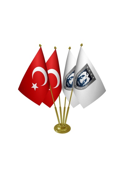 Masa Üstü Hava Kuvvetleri Bayrağı Türk Bayrağı Dörtlü Pirinç Dire