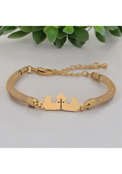 Archin Hristiyan Haçı Temalı Hasır Kordonlu Taç Motifli 14 Ayar Altın Plakalı Hediye Bileklik-461sembol Hristiyan Haçı Archin Hristiyan Haçı Temalı Hasır Kordonlu Taç Motifli 14 Ayar Altın Plakalı Hediye Bileklik-461sembol Hristiyan Haçı