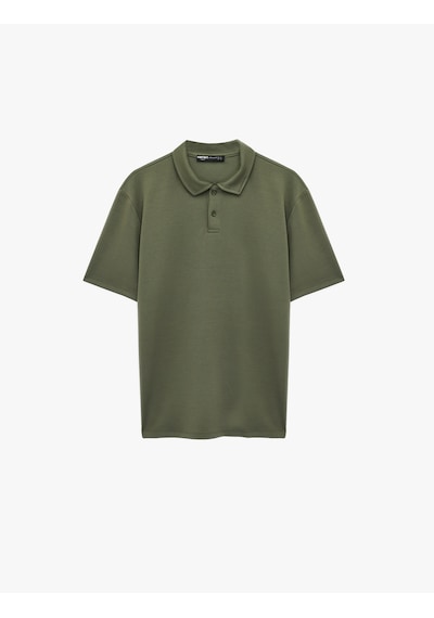 Koton Kısa Kollu Regular Fit Düğmeli Polo Yaka Tişört Yeşil 6sam10484mk