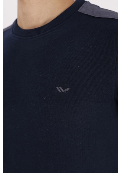 Rowinger Selanik Doku Yumuşak Tutuşlu Rahat Kalıp Yuvarlak Yaka Esnek Manşetli Sweatshirt Navyblue