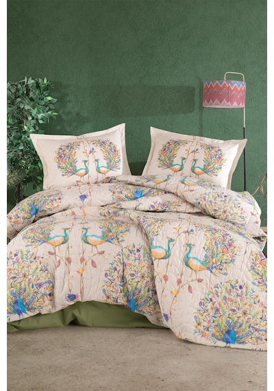 Clasy Pavone Yeşil %100 Pamuk Çift Kişilik Dört Mevsim Set Yeşil
