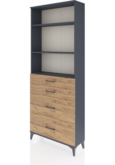 Arges Dolap 3 Raflı 4 Çekmeceli 88x30x221 Antrasit-çam Antrasit