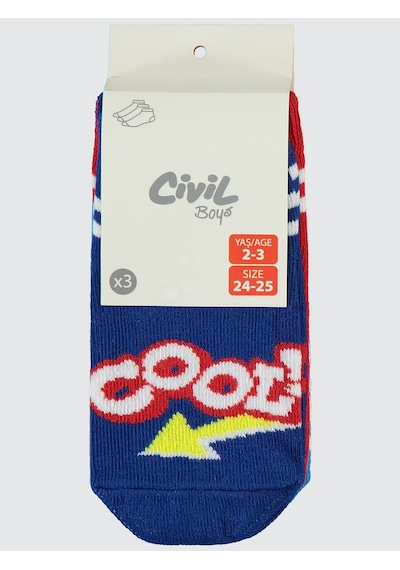 Civil Boys Erkek Çocuk 3'lü Patik Çorap 2-12 Yaş Mavi