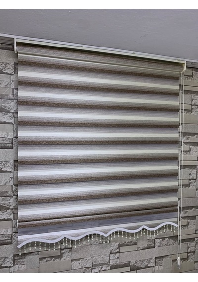 Kahve Krem Geçişli Zebra Perde Tüm Ölçülerde
