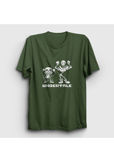 Presmono Unisex Sans Papyrus Undertale T-shirt Haki