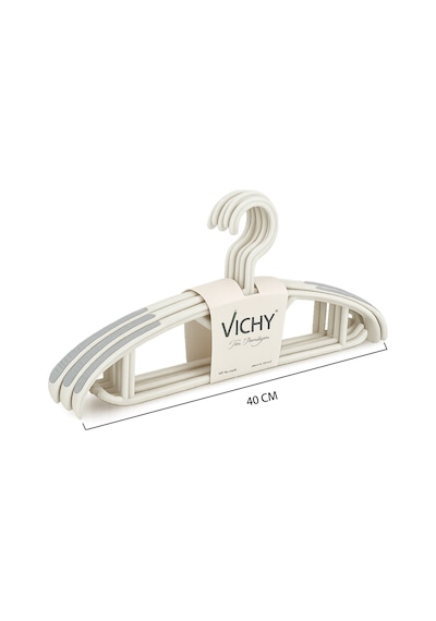 Vichy 5 Li Kaymaz Yüzeyli Askı 40 Cm Krem Renk Elbise & Gömlek Askısı Vch-7024 Açık Bej
