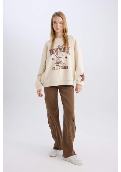 DeFacto Straight Fit Gabardin Kışlık Pantolon Kargo Cepli Normal Bel Düz Paça D3762AX24AUBN549 Kahve