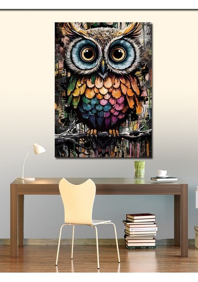 Kanvas Tablo Sevimli Şaşkın Baykuş 70cmx100cm