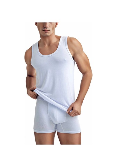 Erkek 2'li Ekonomik Paket Beyaz Bambu Atlet Ve Boxer Seti