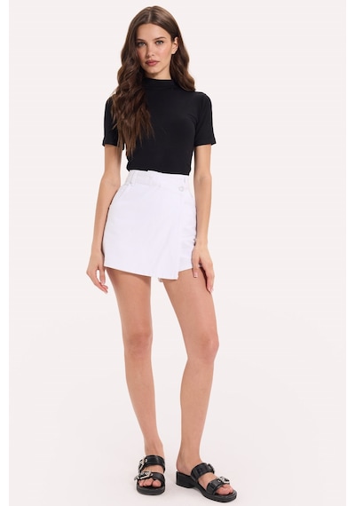 Tudors Kadın Standart Fit Kısa Kollu Yarım Balıkçı Yaka Siyah Bluz-34632 Lacivert