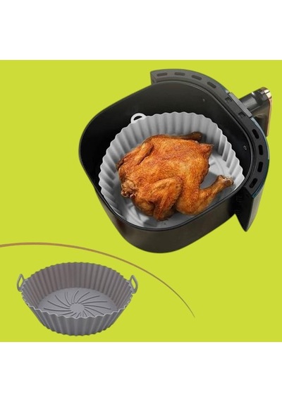 Buffer Renkli Isıya Dayanıklı Yıkanılabilir Silikon Fırın Ve Airfryer Yuvarlak Pişirme Matı 20 Cm Siyah