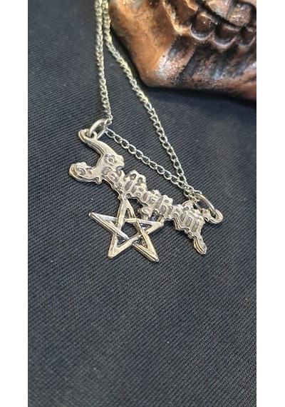 Pentagram Yazılı Kolye Gümüş