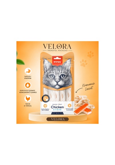 Wanpy Creamy Treat Tavuk & Yengeçli Kedi Ödül Maması 70g 5x14g - 885812203