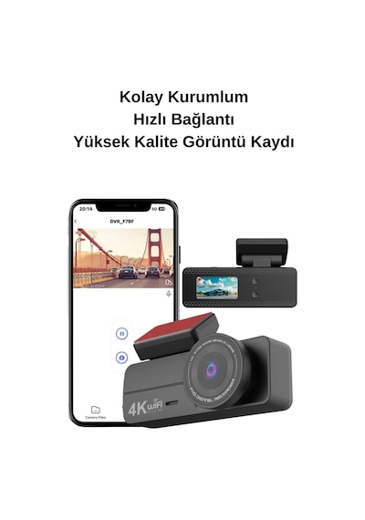 Bagajon Castu C9 Dash Cam 4k Ultra Hd Araç Kamerası Kaza Güvenlik Kamerası Wifi & App Destekli Video Kaydedici