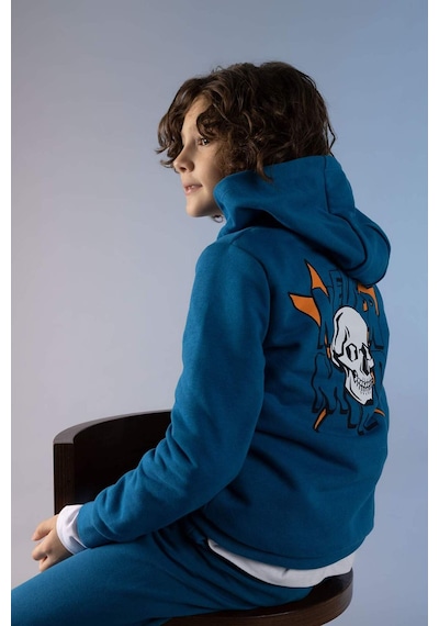 Defacto Erkek Çocuk Regular Fit Kapüşonlu Sweatshirt Z2840A623SPBE183 Mavi