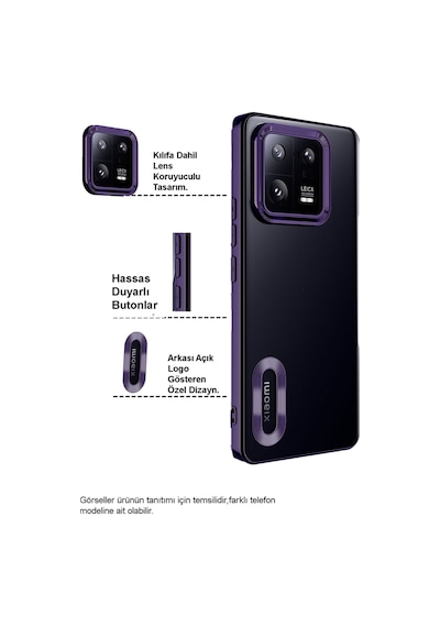 Xiaomi Redmi 12 Yanları Renkli Lens Korumalı Logo Gösteren Şeffaf Luxury Silikon Kılıf