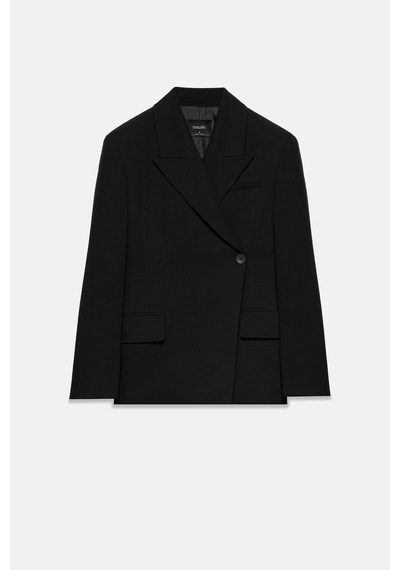 Kadın Siyah Asimetrik Kruvaze Blazer Siyah