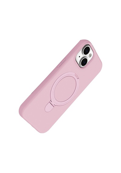 Apple Uyumlu iPhone 15 Plus Regal Magsafe Standlı Kapak Açık Pembe