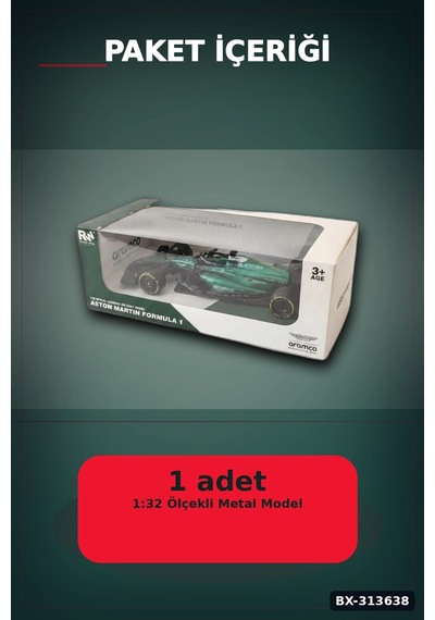 1:32 Aston Martin F1 Metal Diecast Model Araba - Çek Bırak Oyuncak, Koleksiyon Bx-313638