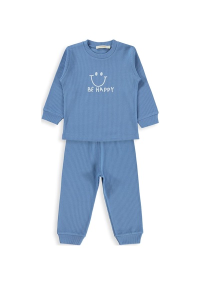 Minidamla Baby Minidamla Gülen Yüz Baskılı 1-6 Yaş Pijama Takımı - Yeşil Petrol