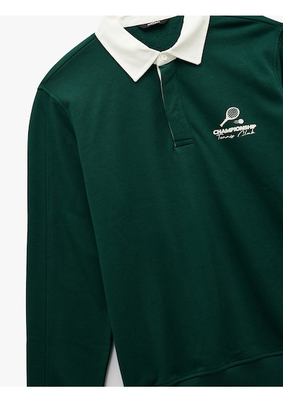 Koton Regular Fit Şardonlu Renk Kontrastlı Çizgili Polo Yaka Baskılı Sweatshirt Yeşil 6wam70163mk Yeşil Koton Regular Fit Şardonlu Renk Kontrastlı Çizgili Polo Yaka Baskılı Sweatshirt Yeşil 6wam70163mk Yeşil