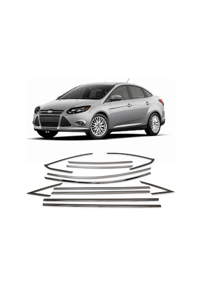 Ford Focus 3 Sedan 12 Parça Paslanmaz Çelik Krom Cam Çıta Seti