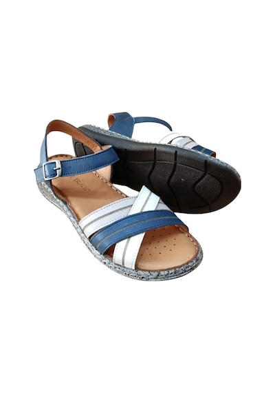 Castle Black 22382 Kadın Hakiki Deri Comfort Sandalet Lacivert Siyah